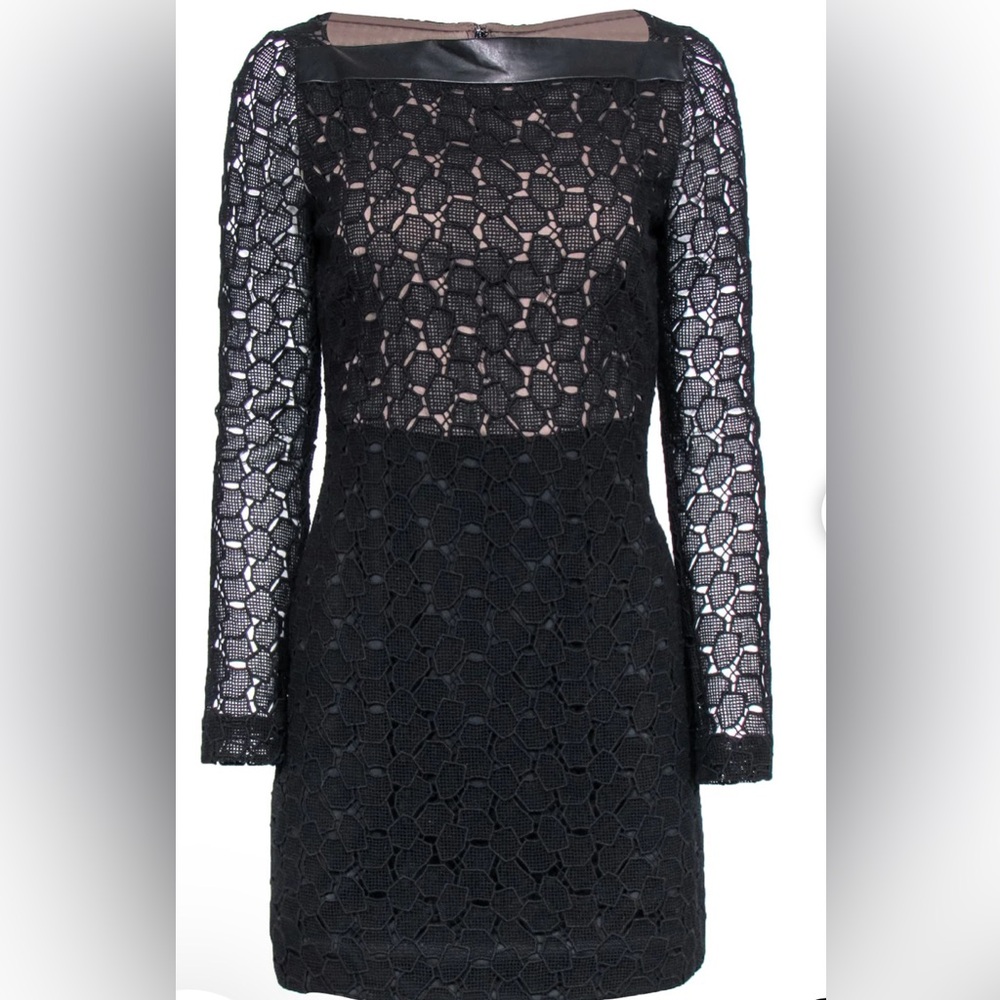 Diane Von Furstenberg Sarita Pebble Lace Black Dress Size 6 EUC